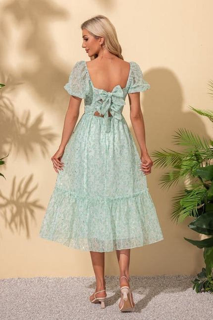 Robe Midi Verte Aérienne - gallery 1