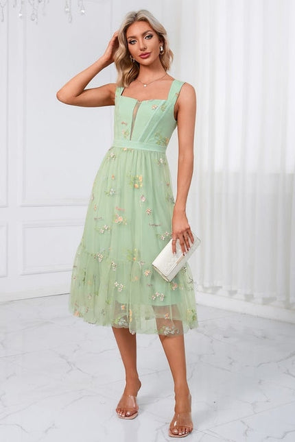 Robe Midi Verte Florale - gallery 4