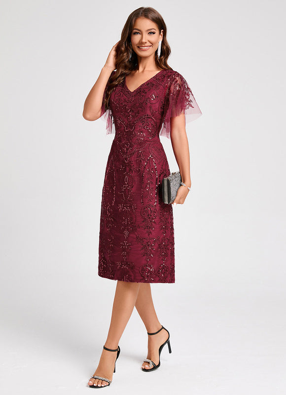 Robe Midi Bordeaux Pailletée - gallery 4
