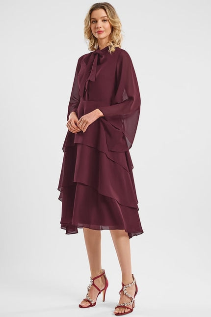 Robe Midi Fluide Bordeaux - gallery 2