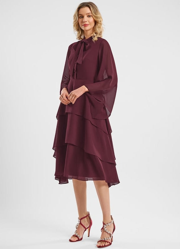 Robe Midi Fluide Bordeaux - gallery 2