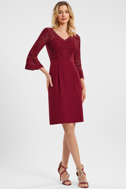 Robe Midi Bordeaux Dentelle - gallery 1