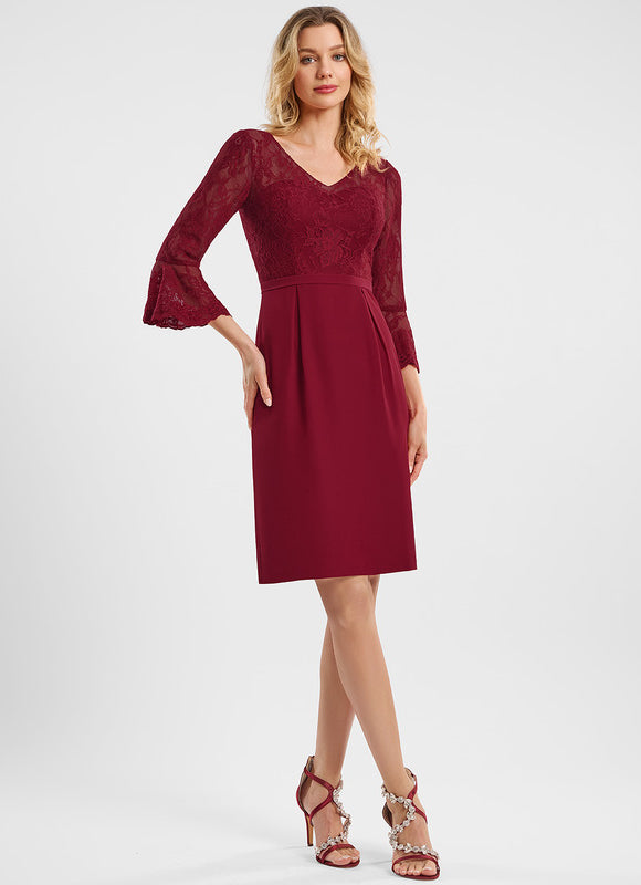 Robe Midi Bordeaux Dentelle - gallery 1