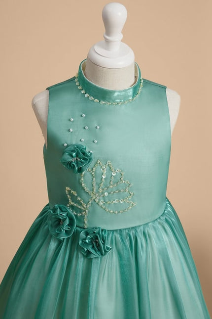 Robe Midi Satin Turquoise - gallery 2