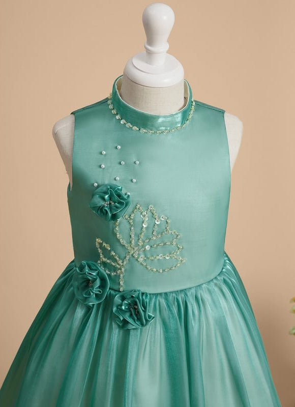 Robe Midi Satin Turquoise - gallery 2