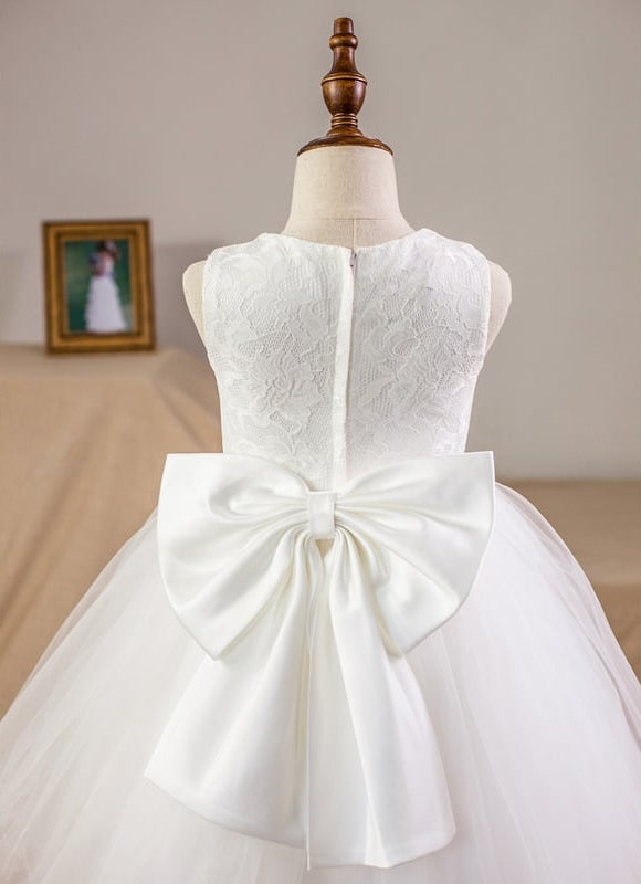 Robe Midi Enfant Tulle Blanc - gallery 3