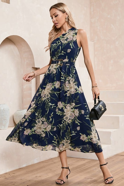 Robe Midi Asymétrique Florale - gallery 2
