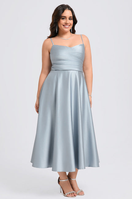 Robe Midi Satin Bleu Ciel - gallery 8