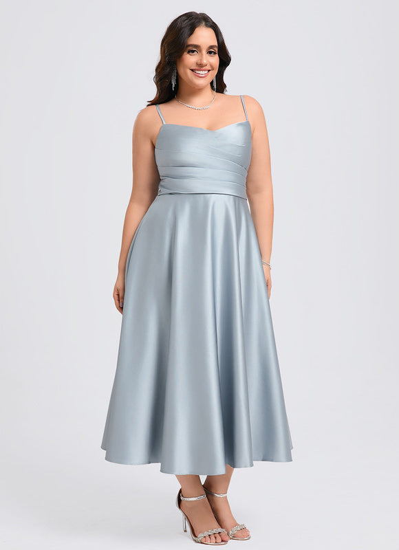 Robe Midi Satin Bleu Ciel - gallery 8