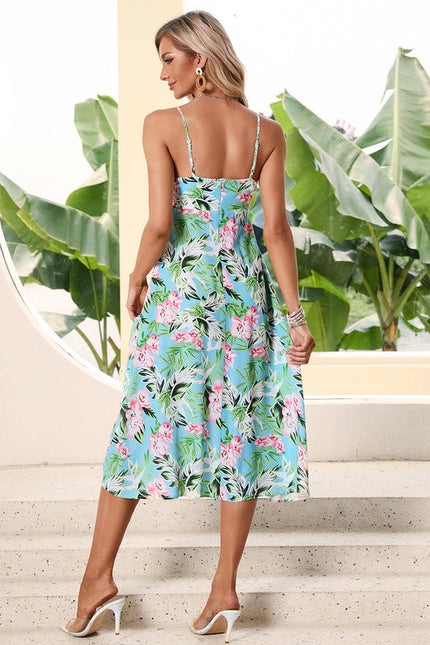 Robe Midi Tropicale À Bretelles - gallery 2