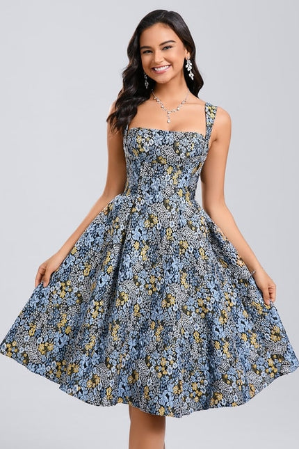 Robe Midi Col Carré Florale - gallery 4