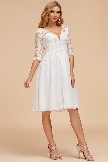 Robe Blanche Midi Manche Longue