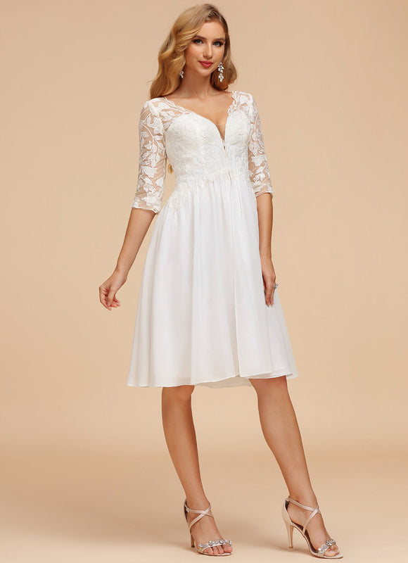 Robe Blanche Midi Manche Longue