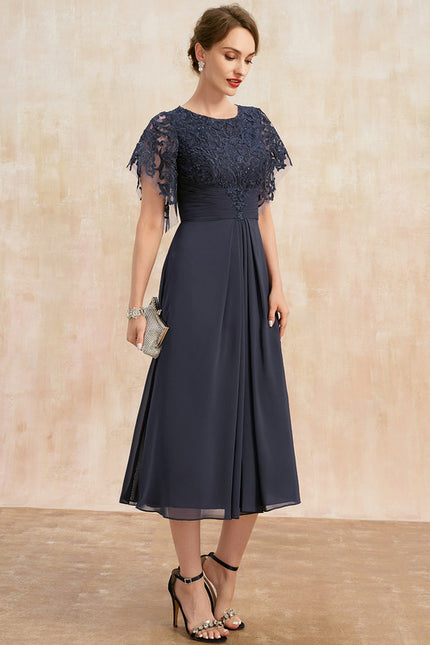 Robe Midi Mousseline Marine - gallery 2
