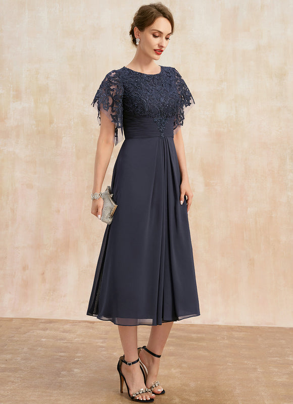 Robe Midi Mousseline Marine - gallery 2