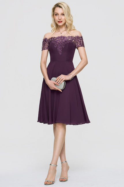 Robe Midi Élégance Pourpre Aérienne - gallery 3