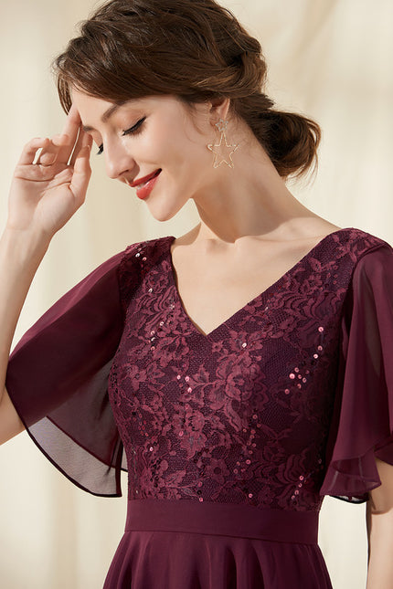 Robe Midi Bordeau Flottante - gallery 4