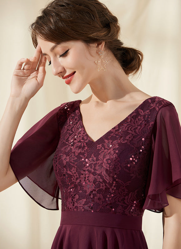 Robe Midi Bordeau Flottante - gallery 4