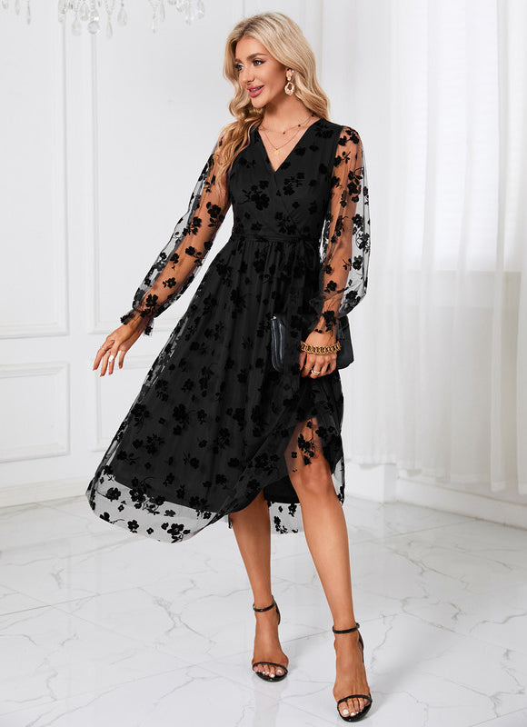 Robe Midi Ébène Florale