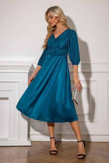 Robe Midi Satinée Émeraude - gallery 4