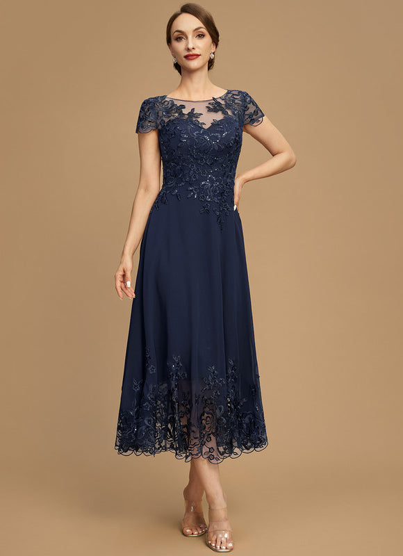 Robe Midi Bleu Élégante - gallery 5