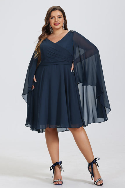 Robe Midi Éthérée Marine - gallery 5