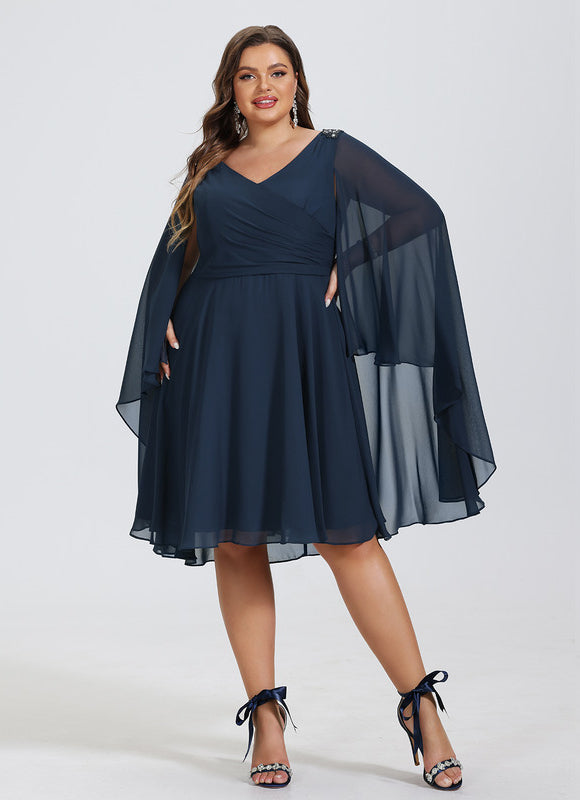 Robe Midi Éthérée Marine - gallery 5