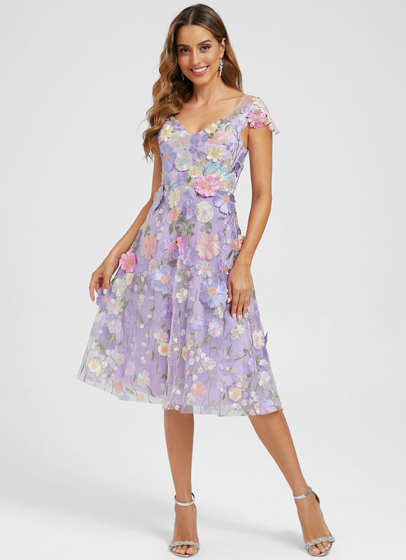 Robe Midi Fleurie Lilas - gallery 1