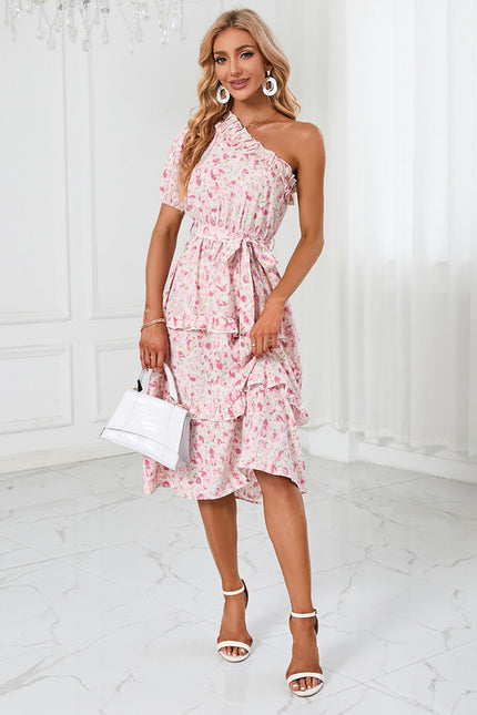 Robe Midi Asymétrique Rose - gallery 1