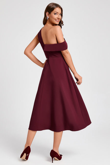 Robe Midi Bordeaux Épurée - gallery 1