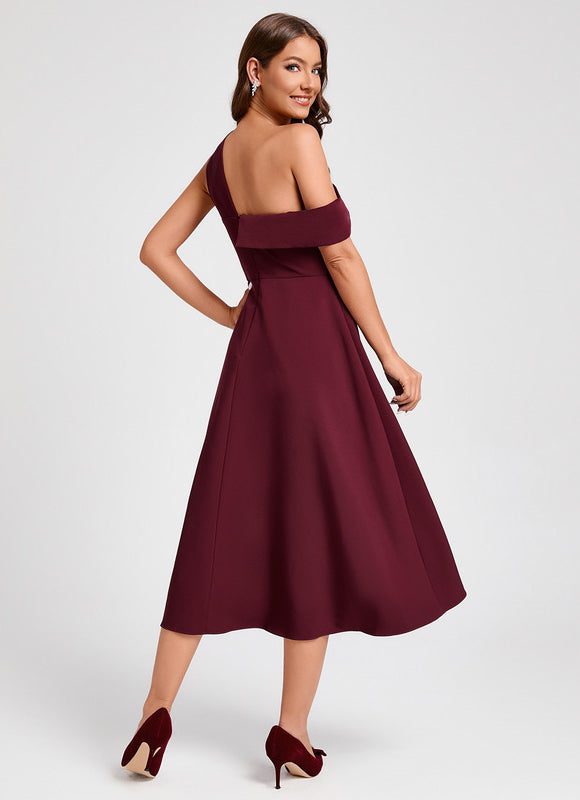 Robe Midi Bordeaux Épurée - gallery 1