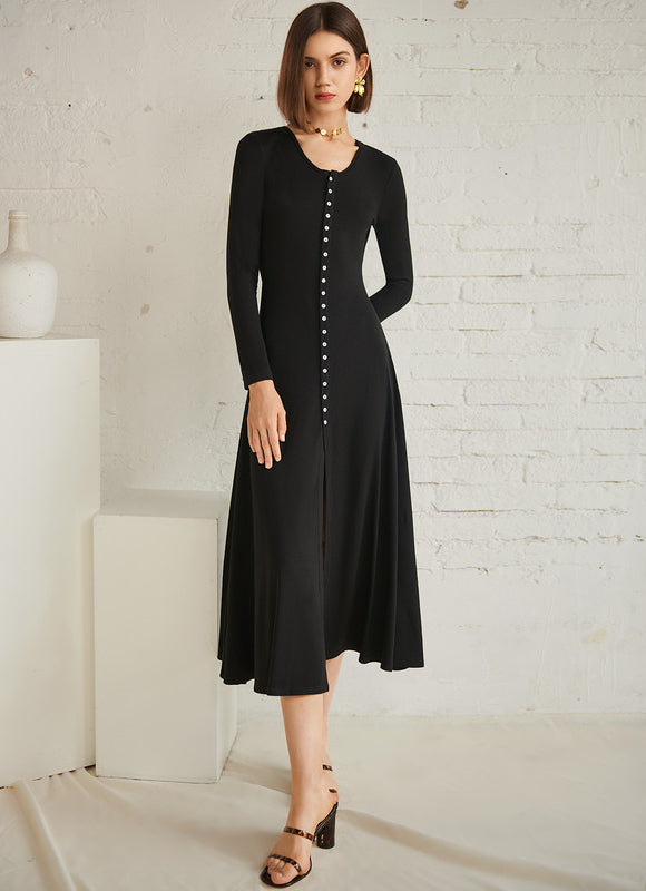 Robe Midi Maille Côtelée