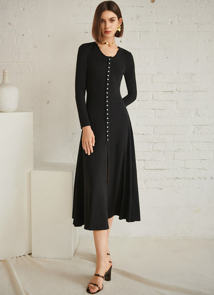 Robe Midi Maille Côtelée