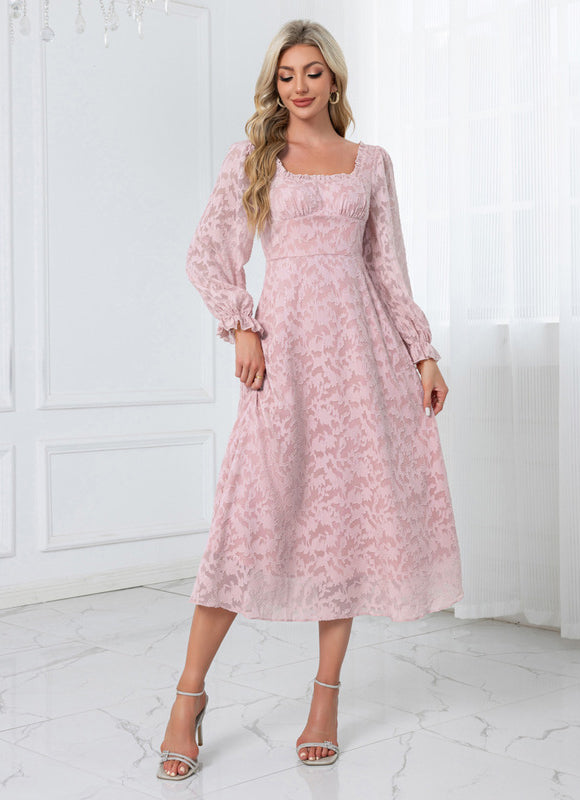 Robe Midi Rose À Motifs - gallery 3