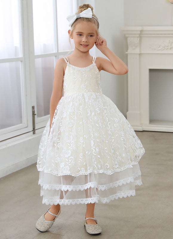 Robe Midi En Dentelle Ivoire - gallery 4