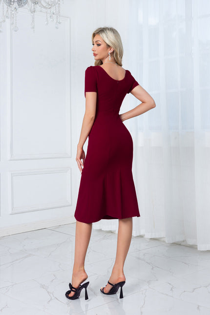 Robe Midi Bordeaux Ajustée - gallery 4