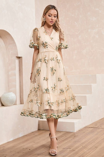 Robe Midi Évasée Fleurie - gallery 1