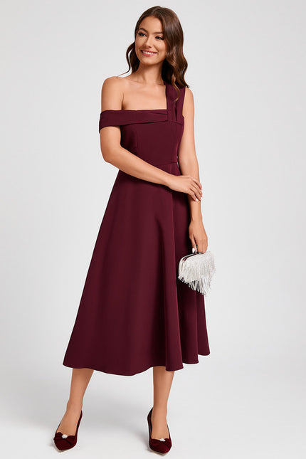 Robe Midi Bordeaux Épurée - gallery 5
