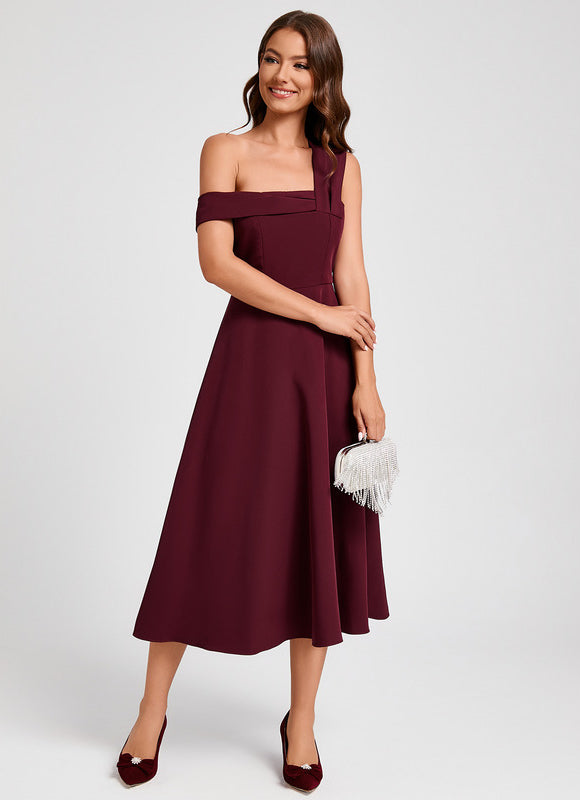 Robe Midi Bordeaux Épurée - gallery 5