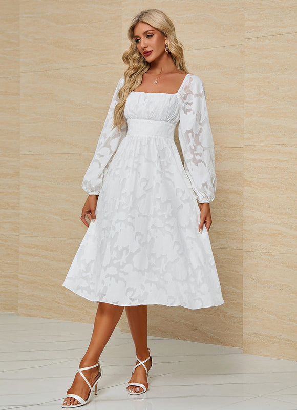 Robe Midi Blanche Aérienne - gallery 3
