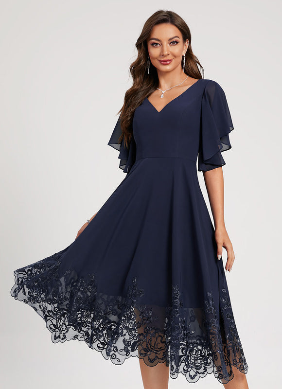 Robe Midi Émeraude Dentelle
