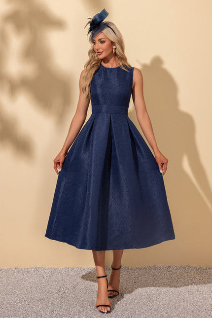 Robe Midi Trapèze Bleu Nuit - gallery 5