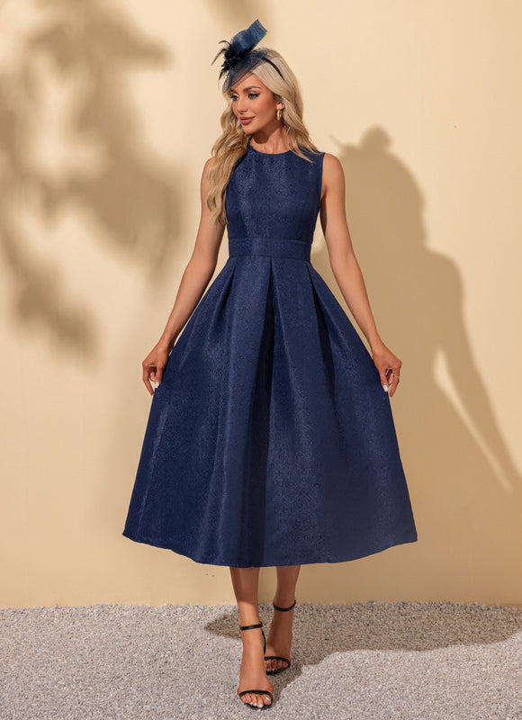 Robe Midi Trapèze Bleu Nuit - gallery 5