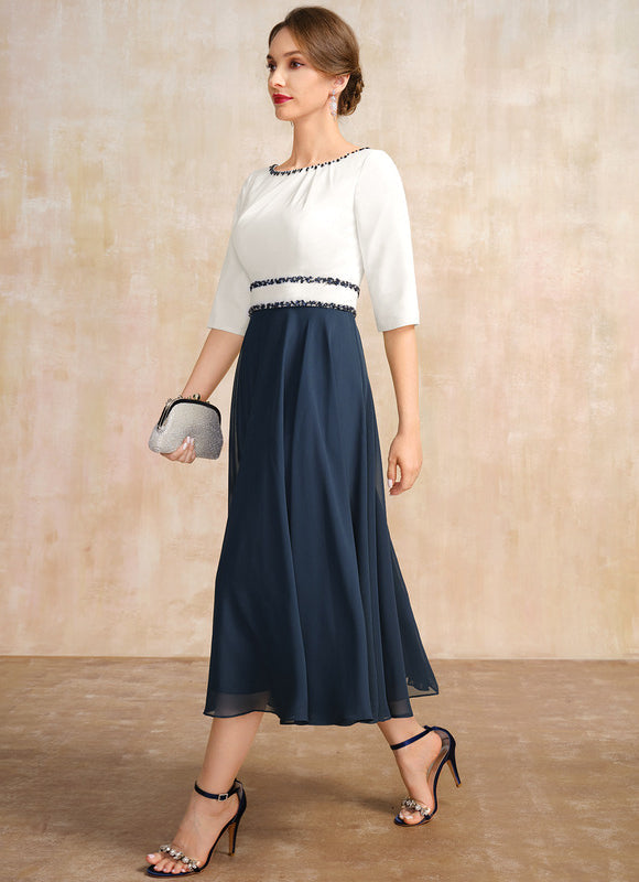 Robe Midi Élégante Marine - gallery 3