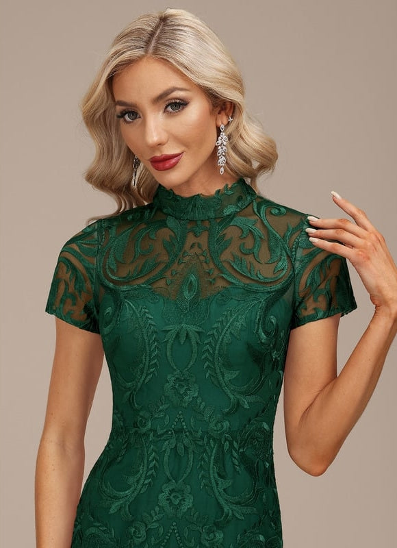 Robe Midi Dentelle Émeraude - gallery 6