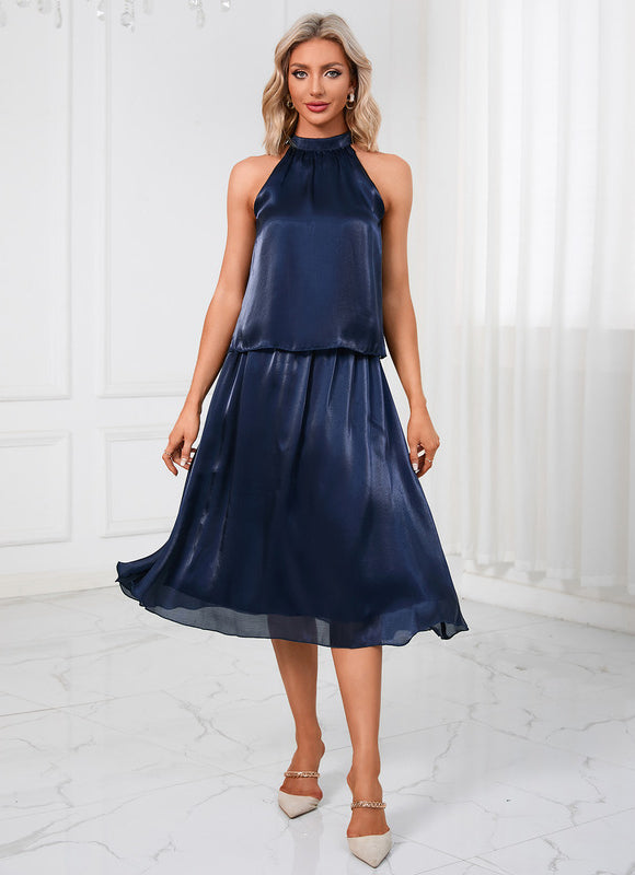 Robe Midi Satinée Halter - gallery 4