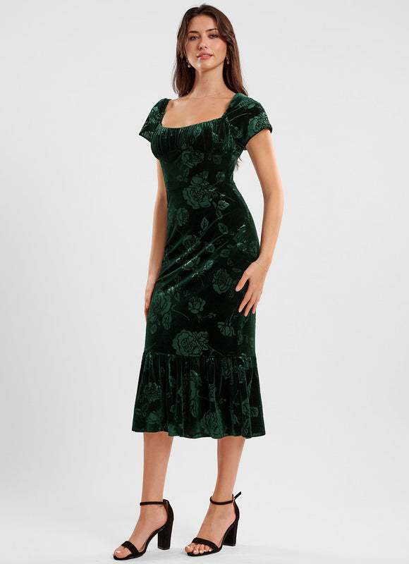 Robe Midi Velours Floral - gallery 2