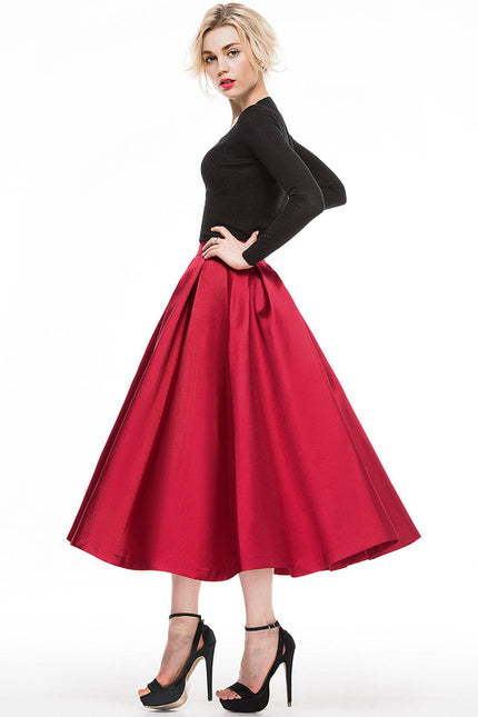 Robe Midi Satin Rouge - gallery 2