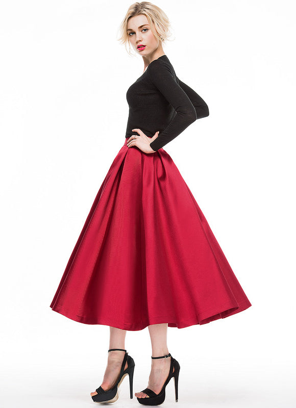 Robe Midi Satin Rouge - gallery 2