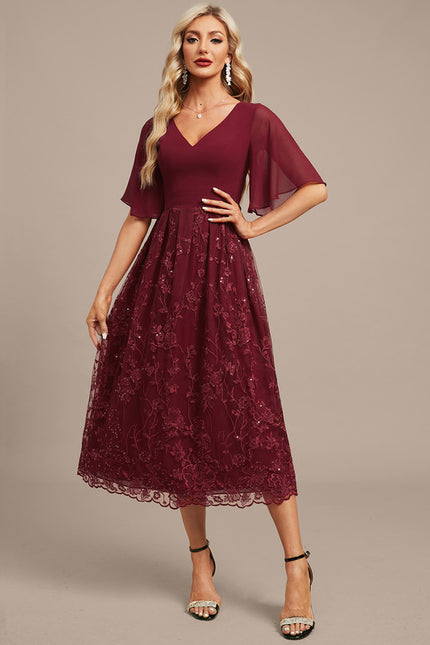 Robe Midi Émeraude Brodée